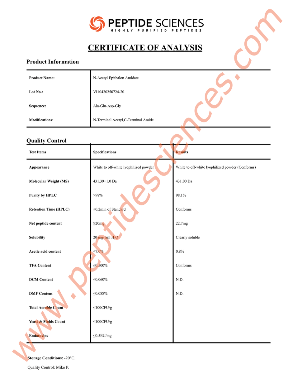 N-Acetyl Epithalon Amidate 20mg - Image 2
